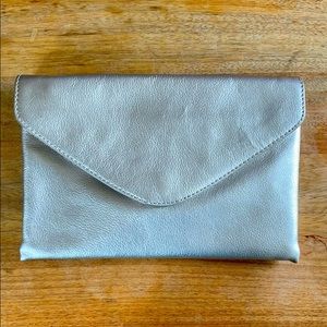 Leather Silver purse/wristlet